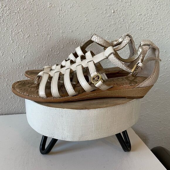 Sam Edelman White Leather Gladiator Sandals Size 7.5M - Picture 1 of 9